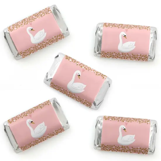 Big Dot of Happiness Swan Soiree - Mini Candy Bar Wrapper Stickers - White Swan Baby Shower or Birthday Party Small Favors - 40 Count {1}