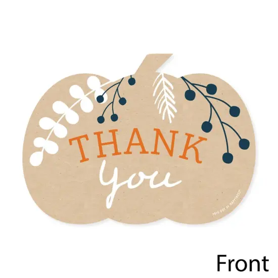 Big Dot of Happiness Happy Thanksgiving - Shaped Thank You Cards - Fall Harvest Party Thank You Note Cards with Envelopes - Set of 12 {4}