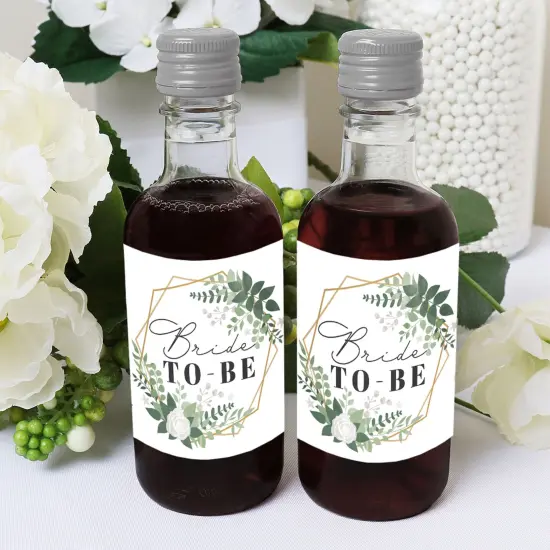 Big Dot of Happiness Boho Botanical Bride - Mini Wine & Champagne Bottle Label Stickers - Greenery Bridal Shower & Wedding Party Favor Gift for 16 Ct {6}