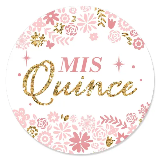 Big Dot of Happiness Mis Quince Anos - Quinceanera Sweet 15 Birthday Party Circle Sticker Labels - 24 Count {1}