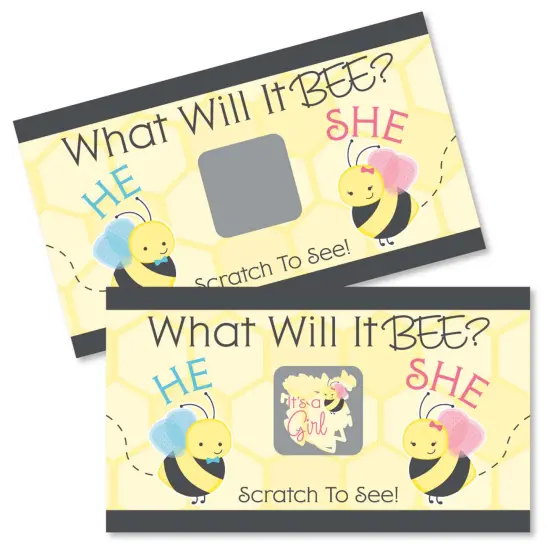 Big Dot of Happiness Girl Bee Gender Reveal - What Will It Bee Gender Reveal Scratch Off Cards - Baby Shower Game - 22 Count {1}