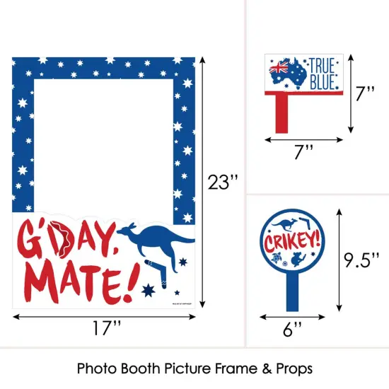 Big Dot of Happiness Australia Day - G'Day Mate Aussie Party Selfie Photo Booth Picture Frame and Props - Printed on Sturdy Material {6}