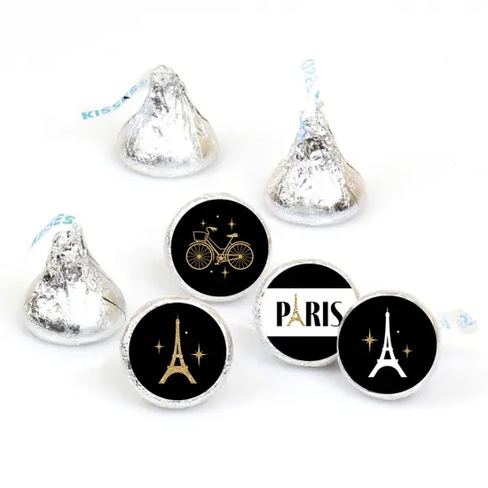 Big Dot of Happiness Stars Over Paris - Parisian Themed Party Round Candy Sticker Favors - Labels Fits Chocolate Candy (1 sheet of 108) {1}