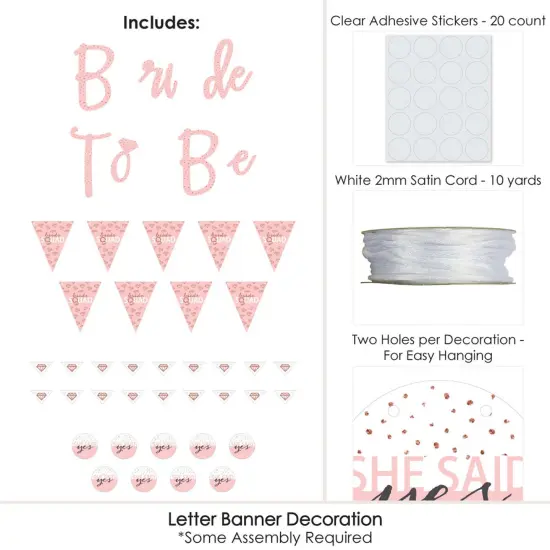 Big Dot of Happiness Bride Squad - Rose Gold Bridal Shower or Bachelorette Party Letter Banner Decor - 36 Banner Cutouts & Bride to Be Banner Letters {6}