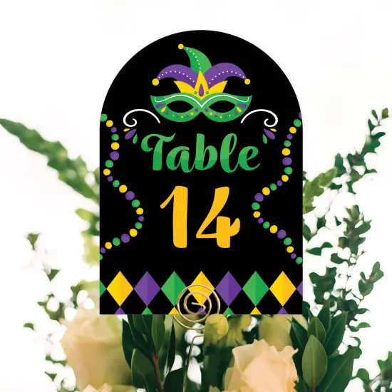 Big Dot of Happiness Colorful Mardi Gras Mask - Masquerade Party Double-Sided 5 x 7 inches Cards - Table Numbers - 1-20 {6}