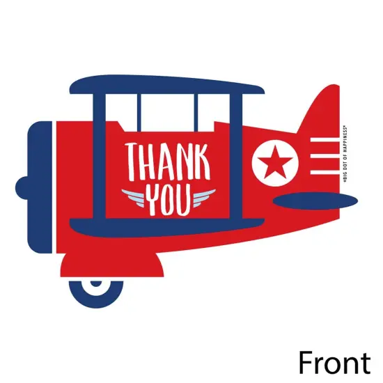Big Dot of Happiness Taking Flight - Airplane - Shaped Thank You Cards - Vintage Plane Party Thank You Note Cards with Envelopes - Set of 12 {4}