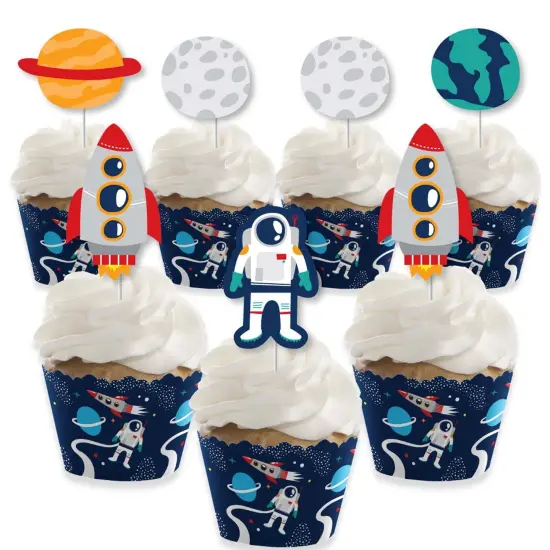 Big Dot of Happiness Blast Off to Outer Space - Cupcake Decoration - Baby Shower or Birthday Party Cupcake Wrappers and Treat Picks Kit - Set of 24 {1}