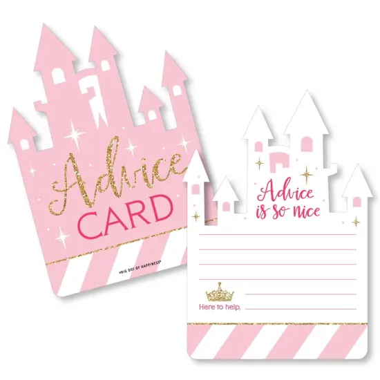Big Dot of Happiness Little Princess Crown - Castle Wish Card Pink and Gold Princess Baby Shower Activities - Shaped Advice Cards Game - Set of 20 {1}