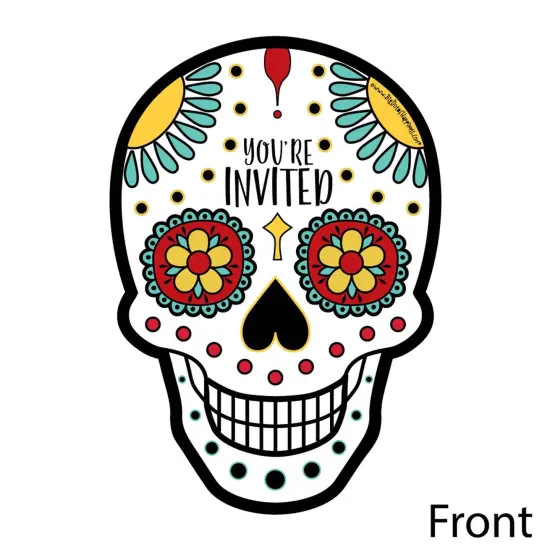 Big Dot of Happiness Day of the Dead - Shaped Fill-in Invitations - Sugar Skull Party Invitation Cards with Envelopes - Set of 12 {3}
