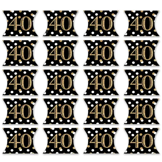 Big Dot of Happiness Adult 40th Birthday - Gold - Favor Gift Boxes - Birthday Party Petite Pillow Boxes - Set of 20 {6}