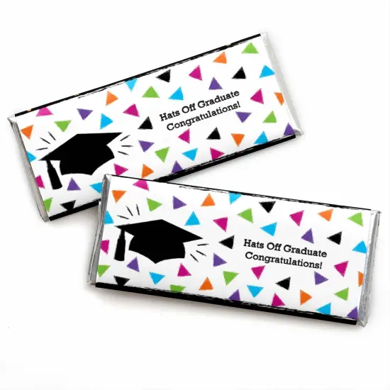 Big Dot of Happiness Hats Off Grad - Graduation Party Candy Bar Wrappers Party Favors - Set of 24 {1}