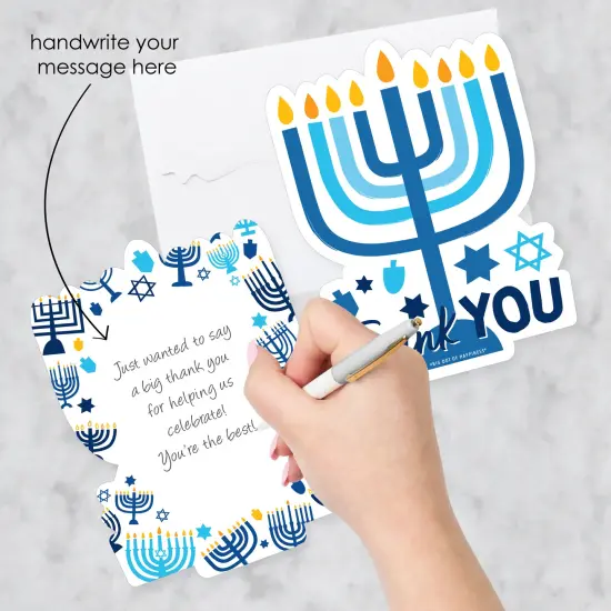 Big Dot of Happiness Hanukkah Menorah - Shaped Thank You Cards - Chanukah Holiday Party Thank You Note Cards with Envelopes - Set of 12 {3}