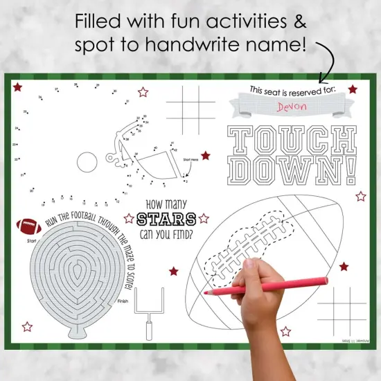 Big Dot of Happiness End Zone - Football - Paper Birthday Party Coloring Sheets - Activity Placemats - Set of 16 {3}