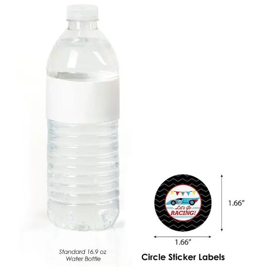 Big Dot of Happiness Let's Go Racing - Racecar - Baby Shower or Race Car Birthday Party Circle Sticker Labels - 24 Count {4}