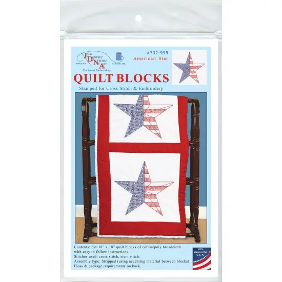 Jack Dempsey Stamped White Quilt Blocks 18"X18" 6/Pkg-American Star {1}