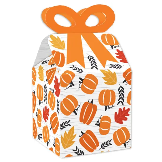 Big Dot of Happiness Fall Pumpkin - Square Favor Gift Boxes - Halloween or Thanksgiving Party Bow Boxes - Set of 12 {1}