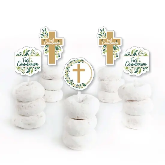 Big Dot of Happiness First Communion Elegant Cross - Dessert Cupcake Toppers - Religious Party Clear Treat Picks - Set of 24 {3}
