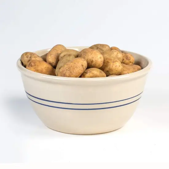 Martinez Pottery Heritage Blue Stripe Stoneware Mixing Bowl Hand Turned 16" {3}