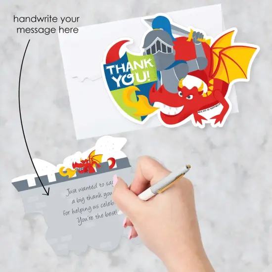 Big Dot of Happiness Calling All Knights and Dragons - Shaped Thank You Cards - Medieval or Birthday Party Thank You Cards with Envelopes - Set of 12 {3}