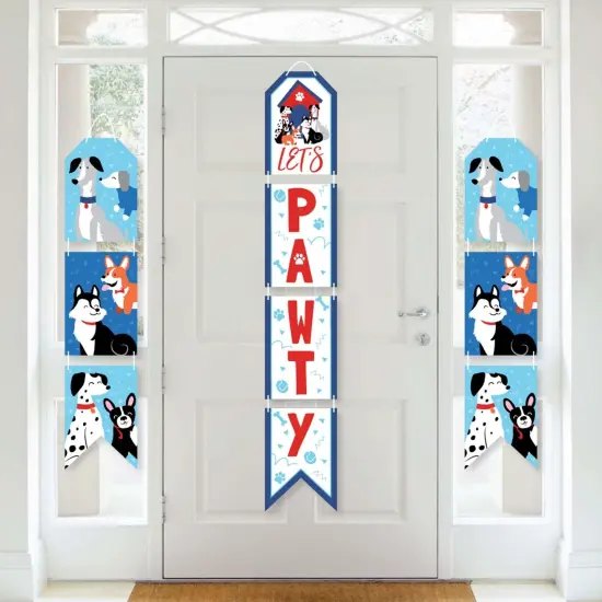 Big Dot of Happiness Pawty Like a Puppy - Hanging Vertical Paper Door Banners - Dog Baby Shower or Birthday Party Wall Decor Kit - Indoor Door Decor {1}