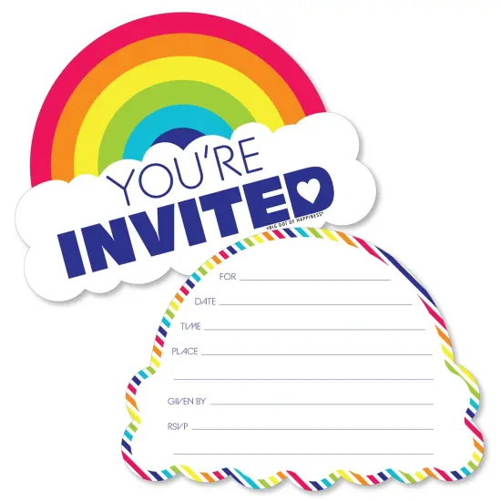 Big Dot of Happiness Love is Love - Pride - Shaped Fill-In Invitations - Rainbow Party Invitation Cards with Envelopes - Set of 12 {1}