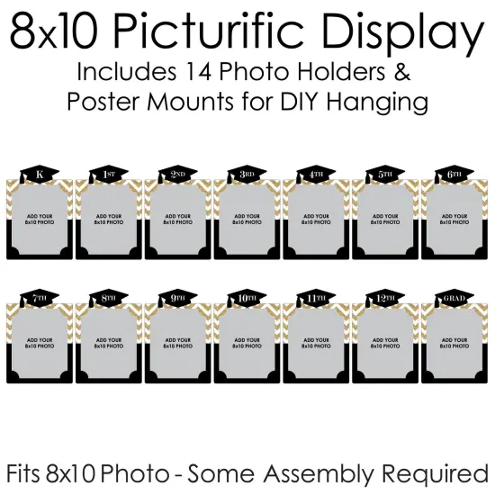 Big Dot of Happiness Gold Graduation 8 x 10 inches K-12 School Photo Holder - DIY Party Decor - Picturific Display {6}
