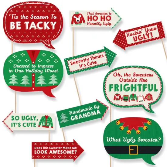 Big Dot of Happiness Funny Ugly Sweater Holiday - Christmas Party Photo Booth Props Kit - 10 Piece {1}