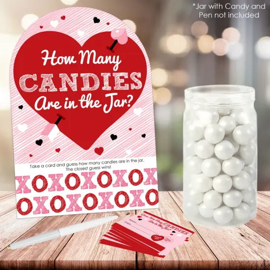 Big Dot of Happiness Conversation Hearts - How Many Candies Valentine&rsquo;s Day Party Game - 1 Stand and 40 Cards - Candy Guessing Game {3}