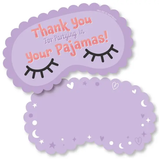 Big Dot of Happiness Pajama Slumber Party - Shaped Thank You Cards - Girls Sleepover Birthday Party Thank You Note Cards with Envelopes - Set of 12 {1}