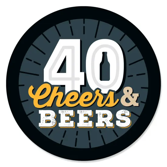 Big Dot of Happiness Cheers and Beers to 40 Years - 40th Birthday Party Circle Sticker Labels - 24 Count {1}