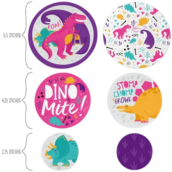 Big Dot of Happiness Roar Dinosaur Girl - Dino Mite T-Rex Baby Shower or Birthday Party Giant Circle Confetti - Party D&eacute;cor - Large Confetti 27 Count {3}
