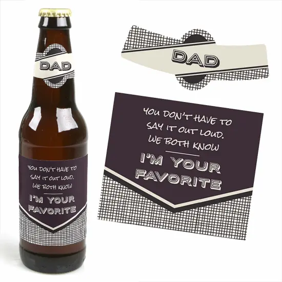 Big Dot of Happiness Dad, I Must Confess - "Here's To You Brew" Decorations for Men - 6 Beer Bottle Label Stickers and 1 Carrier {7}