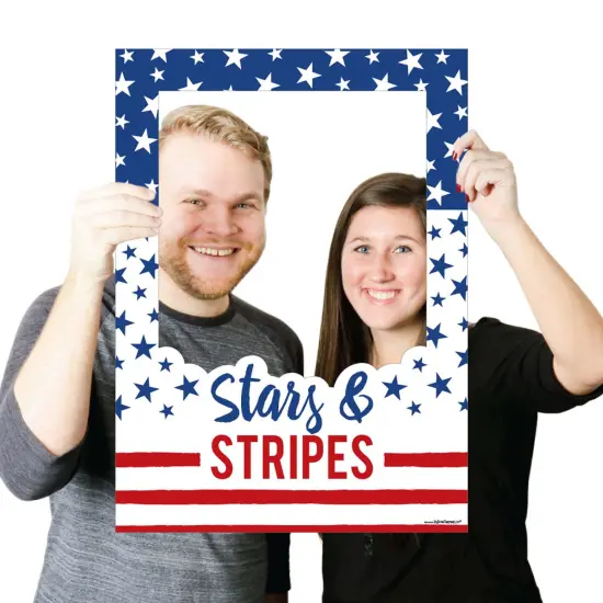 Big Dot of Happiness Stars & Stripes - Memorial Day, 4th of July & Labor Day Selfie Photo Booth Picture Frame & Props - Printed on Sturdy Material {4}