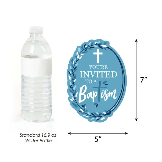 Big Dot of Happiness Baptism Blue Elegant Cross - Shaped Fill-in Invitations - Boy Religious Party Invitation Cards with Envelopes - Set of 12 {6}