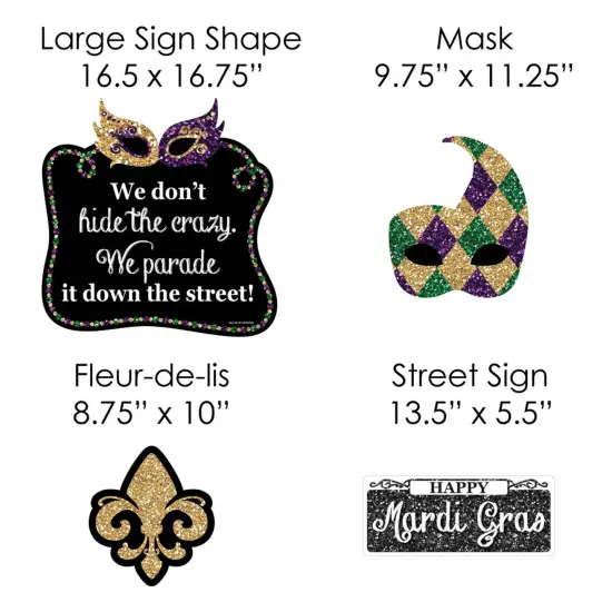 Big Dot of Happiness Mardi Gras - Yard Sign & Outdoor Lawn Decorations - Masquerade Party Yard Signs - Set of 8 {7}