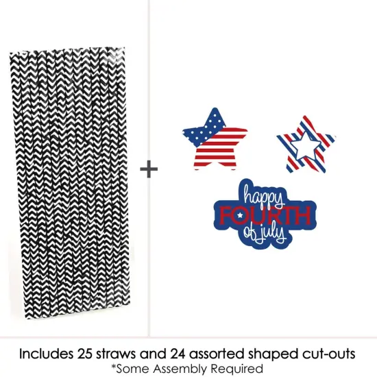 Big Dot of Happiness 4th of July Paper Straw Decor - Striped Decorative Straws for Independence Day - Set of 24 {4}