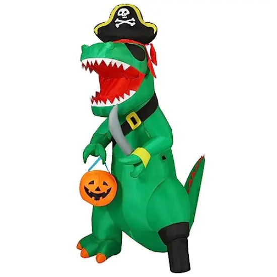 GOOSH 7 FT Tall Halloween Inflatables Outdoor Pirate Dinosaur, Blow Up Yard Decoration with LED Lights Built-in for Holiday/Party/Yard/Garden {1}