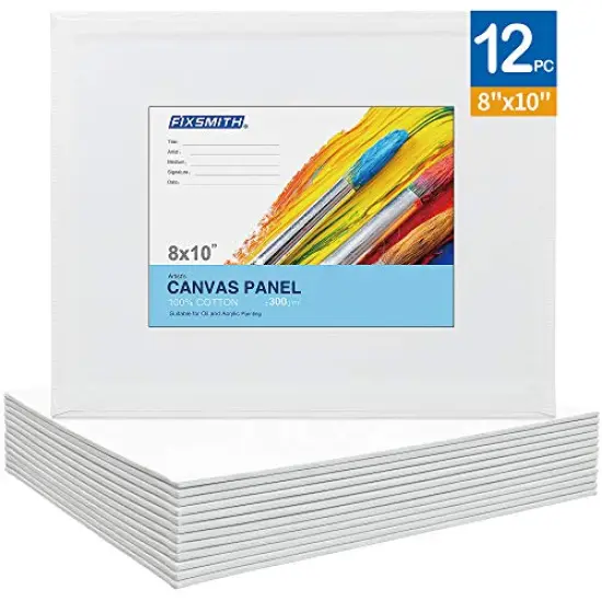 12 Pack Painting-Canvas-Panels,8x10 Inch Canvas Board Super Value Canvases,100% Cotton,Primed Canvas Panel,Acid Free,Artist Canvas Boards for Professionals,Hobby Painters,Students & Kids. {1}