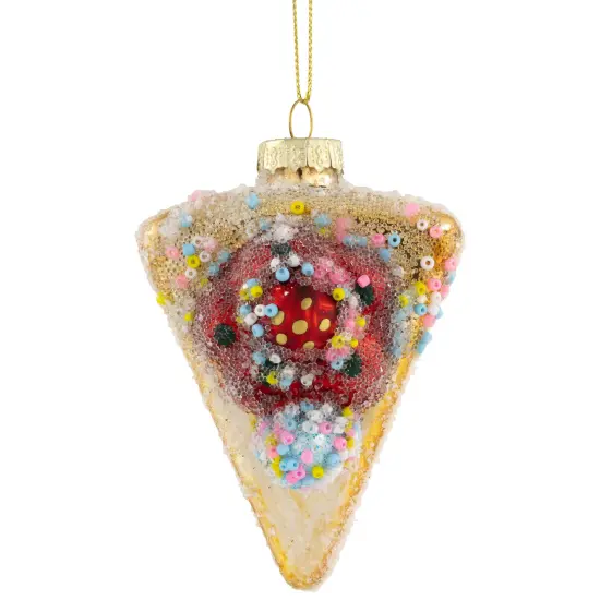 Northlight 3" Double Layer Slice of Cake Glass Christmas Ornament Gold {1}