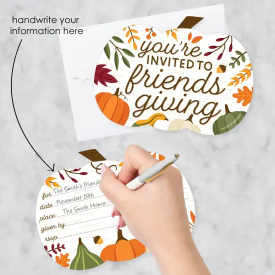 Big Dot of Happiness Fall Friends Thanksgiving - Shaped Fill-In Invitations - Friendsgiving Party Invitation Cards with Envelopes - Set of 12 {3}