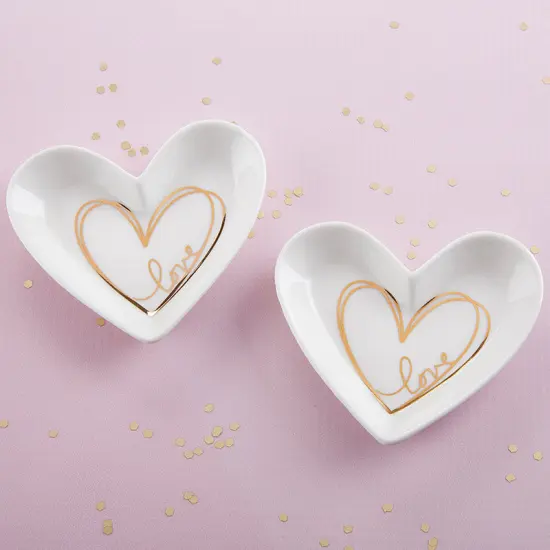 Kate Aspen Jewelry Tray Ring Holder - Set of 12 - Heart Shaped Trinket Dish for Bridal Shower, Weddings, Birthdays Party- Small {3}