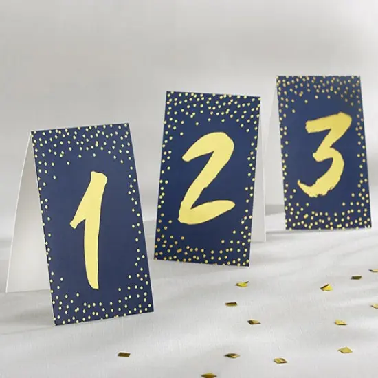 Navy and Gold Foil Tented Table Numbers 1-18 {2}