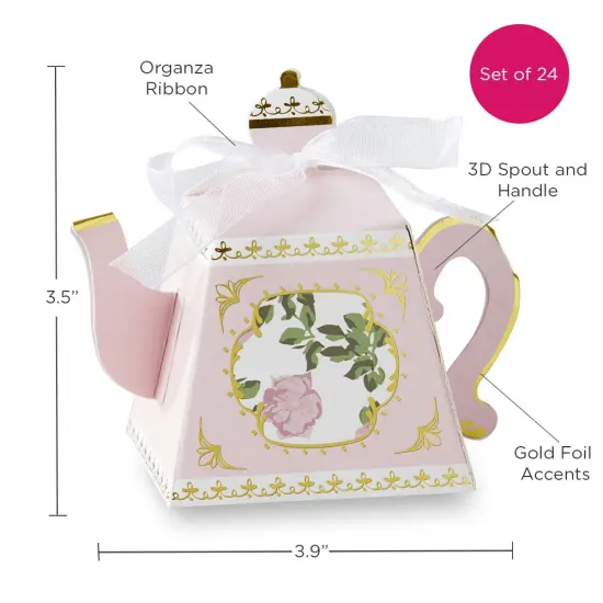 Tea Time Whimsy Teapot Favor Box - Pink (Set of 24) {6}