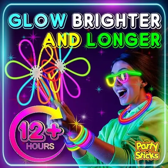 205 Piece Bulk Party Supplies Glow in The Dark Glow Sticks with Eye Glasses, Bracelets, and Connectors {6}