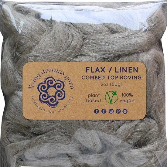 2oz Natural Flax Fiber: Undyed Combed Top Roving - Dyeing, Spinning, Blending, Felting, Weaving. Plant Based, Eco Friendly, Vegan Natural Brown {2}