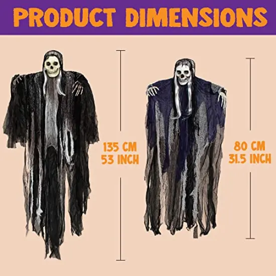 JOYIN 3 Pack Hanging Halloween Skeleton Ghosts Decorations, Grim Reapers for Best Halloween Outdoor Decorations {5}
