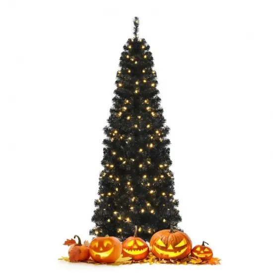 Pre-lit Christmas Halloween Tree with PVC Branch Tips and Warm White Lights {3}