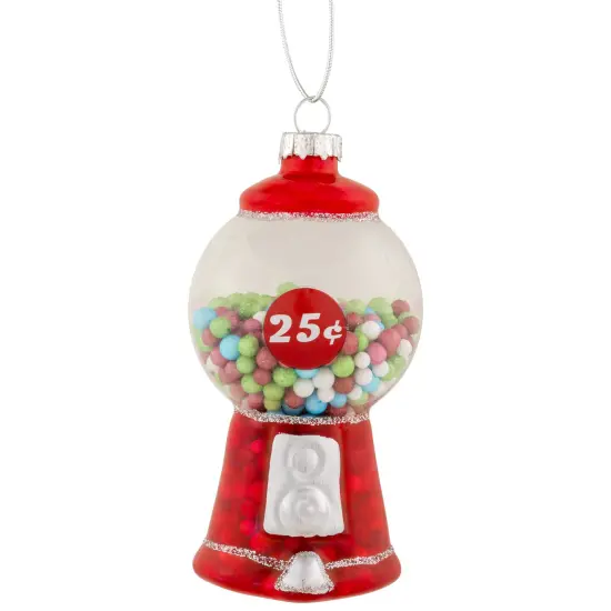 Northlight 4" Retro Gumball Machine Glass Christmas Ornament Red {1}
