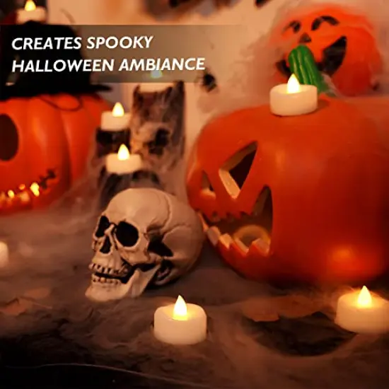 24-Pack LED Candles, Tea Lights Candles Battery Operated Bulk,Long-Lasting 150 Hours Flameless Tealight Candles, Realistic Tea Lights for Halloween Christmas Wedding Table Decor, 1.5'' D X 1.25'' H {6}