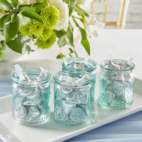 Vintage Blue Glass Tea Light Holder (Set of 8) {3}